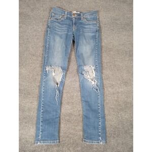 Levi's 524 Superlow Womens Jeans 7M LowRise Distressed Stretch Skinny 28X32 Y2K